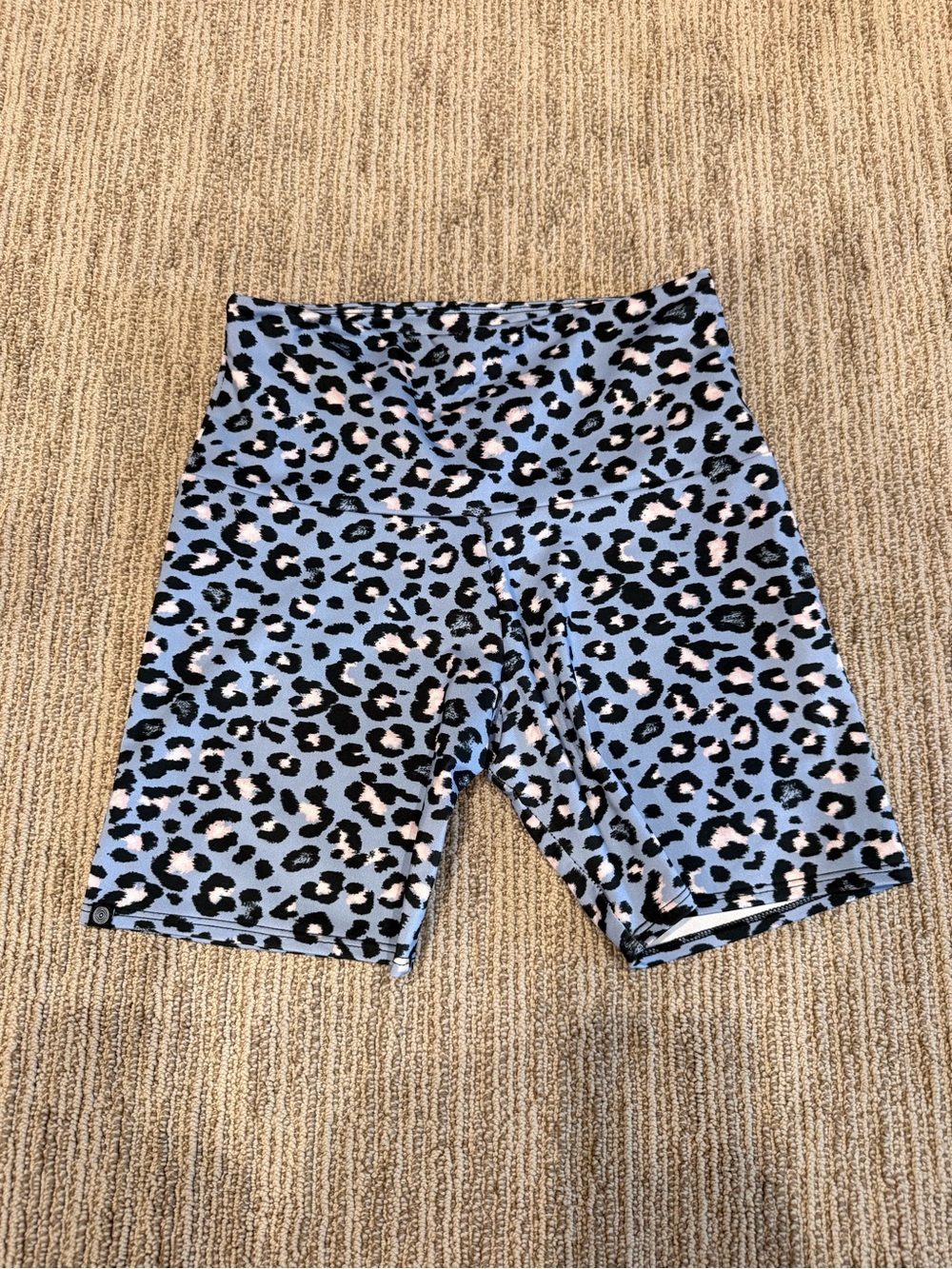 Onzie Blue Leopard Print High-Rise Bike Shorts
